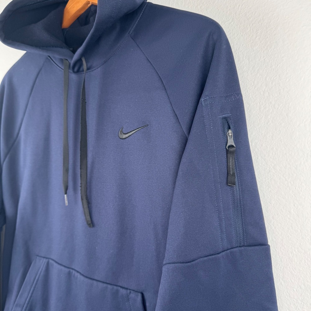 Nike Hoodie Mens Medium Navy Blue Excellent Therma-FIT Pullover Athleisure - Picture 7 of 8